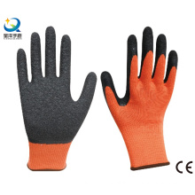 Cotton shell Latex palm coated crinkle finish work gloves